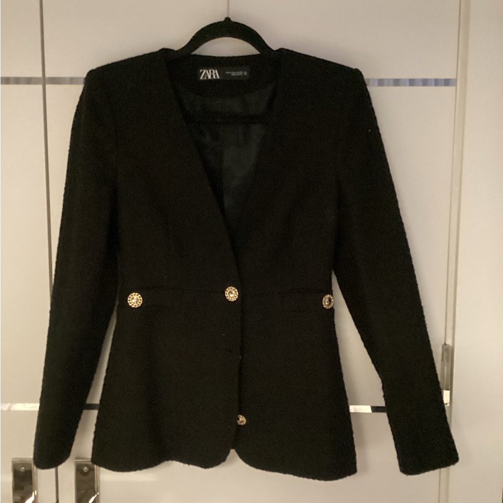 Zara Black Blazer with Gold Buttons